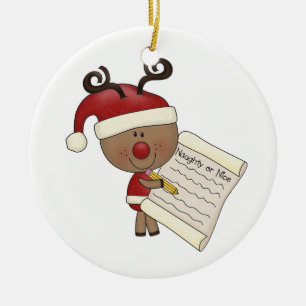 Rudy Reindeer Naughty of Nic Keramisch Ornament