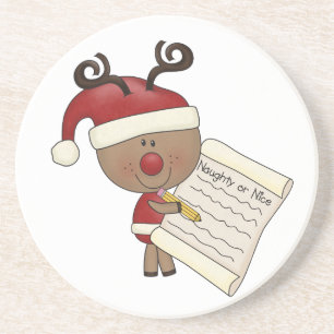 Rudy Reindeer Naughty of Nic Zandsteen Onderzetter