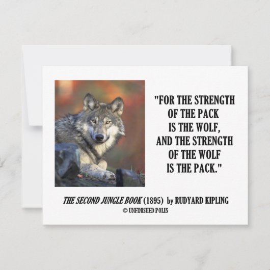 Rudyard Kipling Sterkte van de Pack Wolf Quote (Voorkant)