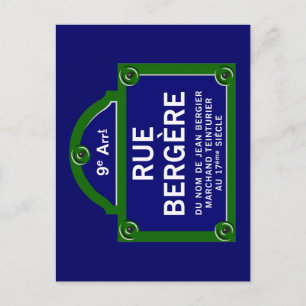 Rue Bergere, Paris Street Sign Briefkaart