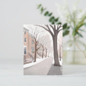 Rue Brownstone | Carte d'aquarelle hivernale neige (Debout devant)