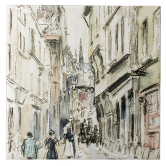 Rue Damiette, Rouen (ca. 1884) van Camille Pissarr Tegeltje