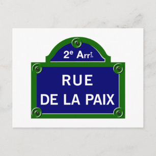 Rue de la Paix, Paris Street Sign Briefkaart