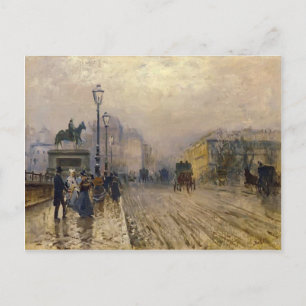 Rue de Paris met Carriages van Giuseppe de Nittis Briefkaart
