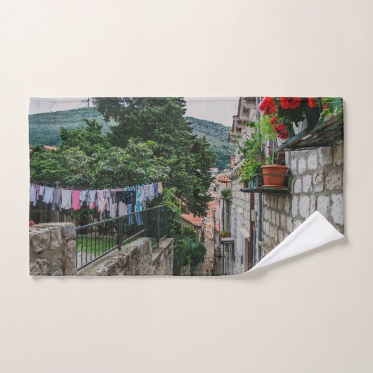 Rue de pierre étroite à Dubrovnik (Serviette à main)