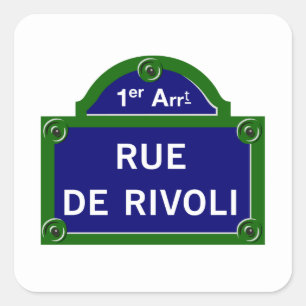 Rue de Rivoli, Paris Street Sign Vierkante Sticker