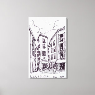 Rue Droite & Rue Collet   Oude Nice, Frankrijk Canvas Afdruk