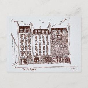 Rue du Dragon, Saint-Germain-des-Pres, Parijs Briefkaart