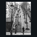 Rue Foyatier, Montmartre, affiche parisienne<br><div class="desc">Photo en noir et blanc de Rue Foyatier,  Montmartre,  Paris,  France. Les célèbres marches sont également disponibles sur toutes les occasions cartes pour notes et cartes de voeux.</div>
