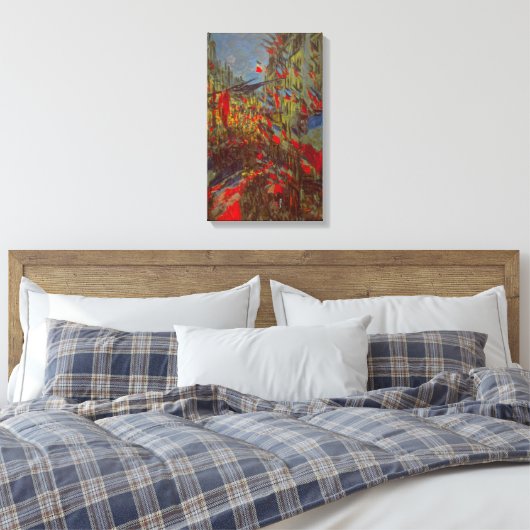 Rue Montorgueil met Flags van Claude Monet Canvas Afdruk (Insitu (Slaapkamer))