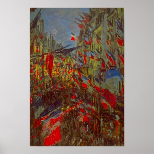 Rue Montorgueil met Flags van Claude Monet Poster (Voorkant)