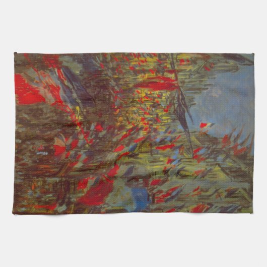 Rue Montorgueil met Flags van Claude Monet Theedoek (Horizontaal)