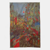 Rue Montorgueil met Flags van Claude Monet Theedoek (Verticaal)