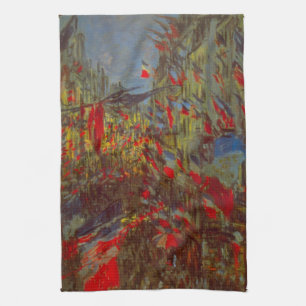 Rue Montorgueil met Flags van Claude Monet Theedoek