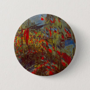 Rue Montorgueil met vlaggen door Claude Monet Ronde Button 5,7 Cm