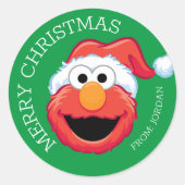 Rue Sésame | Étiquette cadeau de Noël Elmo Joyeux (Devant)