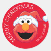 Rue Sésame | Étiquette cadeau de Noël Elmo Joyeux (Devant)