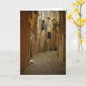 Ruelle noire à Naples, Italie carte de voeux (Fleur jaune)