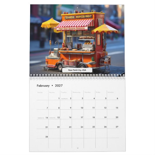 Rues du monde dans le calendrier miniature (Feb 2027)