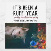 Ruff Jaar 2020 Kerstmis Pet Foto Wijn Etiket (Enkel label)