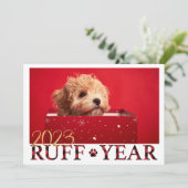 Ruff Jaar Puppy Liefde Kerstmis Kaart (Staand voorkant)