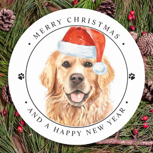 Ruff Year Golden Retriever Funny Dog Kerstmis Ronde Sticker