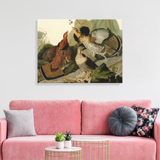 Ruffed Grouse van John Audubon Canvas Afdruk (Insitu (Woonkamer))