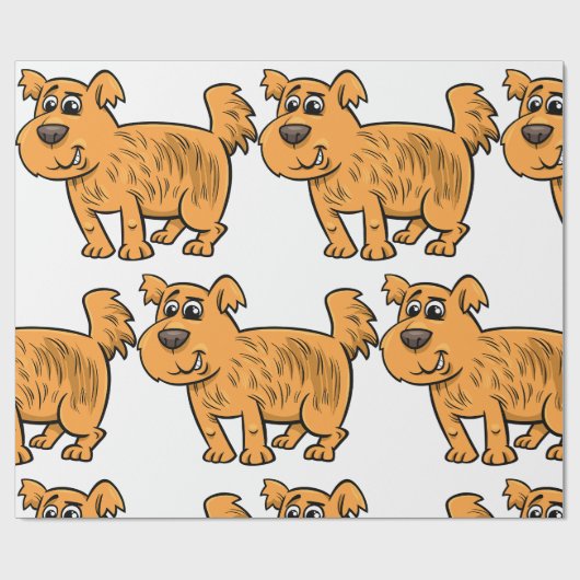 Ruffelig Oranje Puppy Hond Cadeaupapier (Vlak)