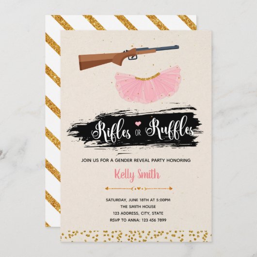 Ruffels of geweren maken partijuitnodiging bekend kaart (Voorkant / Achterkant)