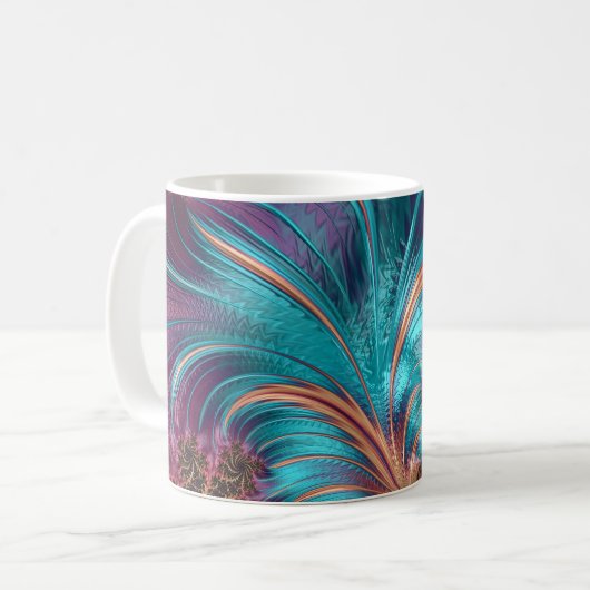 Ruffle A enkele feathers Fractal Art Coffee Mok (Voorkant links)
