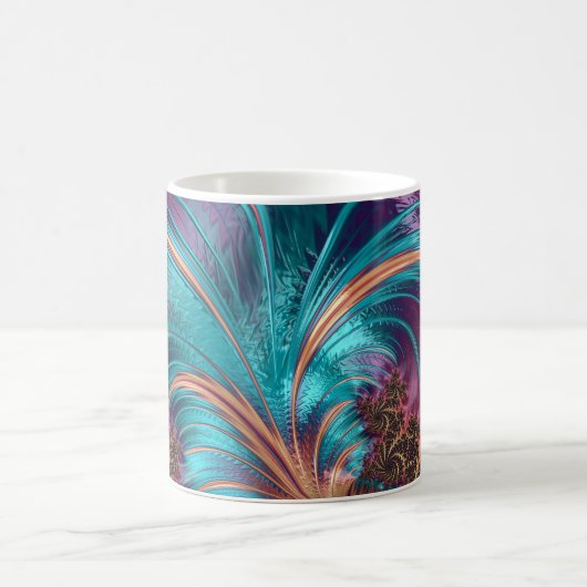 Ruffle A enkele feathers Fractal Art Coffee Mok (Center)