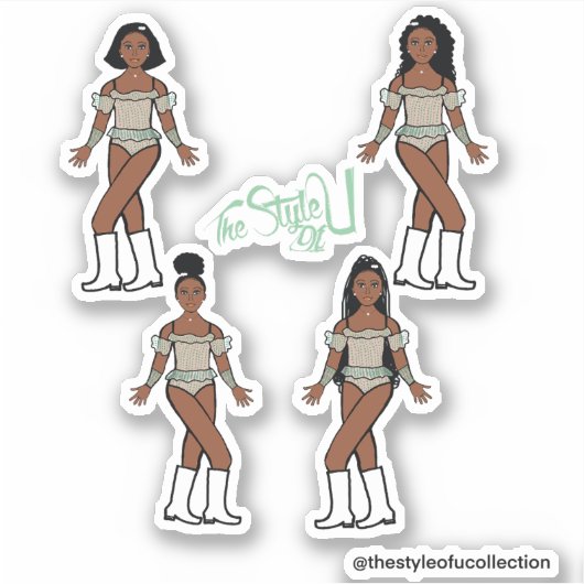 Ruffle Majorette / Dancer Stickers Groene Stenen (Voorkant)