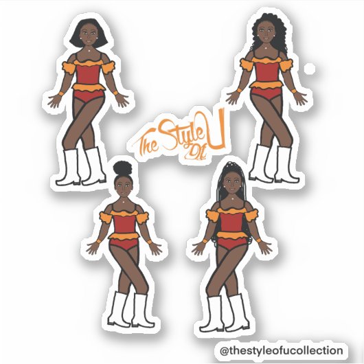 Ruffle Majorette / Dancer Stickers Sinaasappel / R (Voorkant)