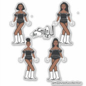 Ruffle Majorette / Dancer Stickers Zwart Diamond (Voorkant)