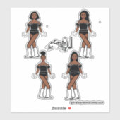 Ruffle Majorette / Dancer Stickers Zwart Diamond (Vel)