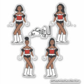 Ruffle Majorette / Dancer Stickers Zwart/Rood/Wit (Voorkant)