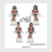 Ruffle Majorette / Dancer Stickers Zwart/Rood/Wit (Vel)