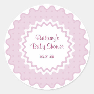 Ruffle Sticker, roze en wit Ronde Sticker