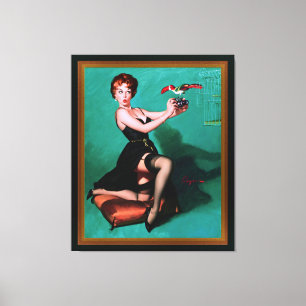 Ruffled Feathers door Gil Elvgren Canvas Afdruk