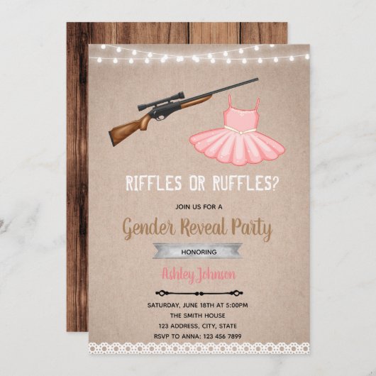 Ruffles of riffels gender onthullen uitnodiging (Voorkant / Achterkant)