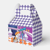 Rufous beige puppy and telescoop in het kasteel bedankdoosjes (Achterkant)