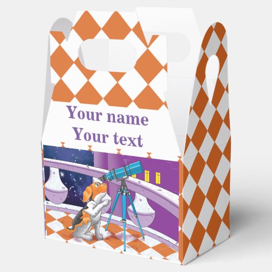 Rufous beige puppy and telescoop in het kasteel bedankdoosjes (Geopend)