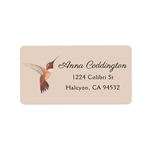 Rufous Hummingbird Address Label (Voorkant)