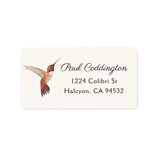 Rufous Hummingbird Address Label (Voorkant)