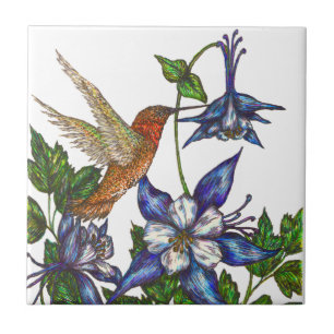 Rufous Hummingbird and Columbine Tegeltje