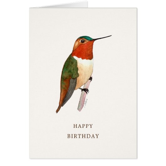Rufous Hummingbird Birthday Kaart (Voorkant)