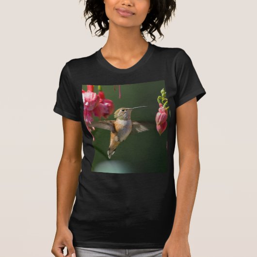 Rufous Hummingbird feed on a Fuchsia T-shirt (Voorkant)