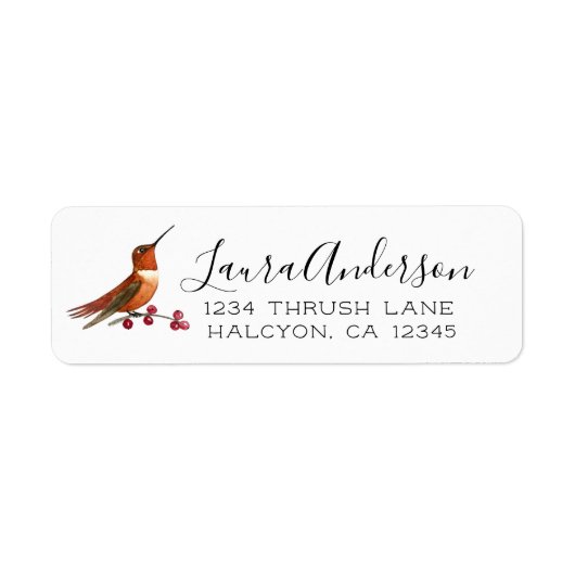 Rufous Hummingbird Label (Voorkant)