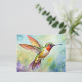 Rufous Hummingbird schilderij Briefkaart (Staand voorkant)