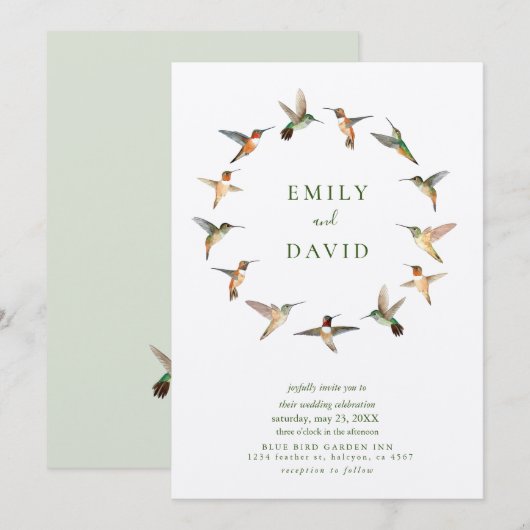Rufous Hummingbird Wedding Invitation Kaart (Voorkant / Achterkant)